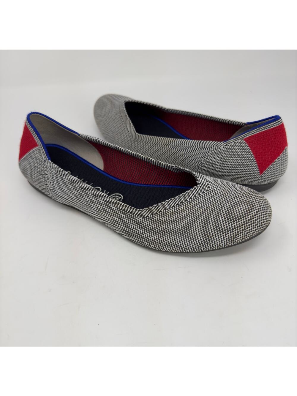 Rothy's Shale Cherry Ribbon Stripe Ballet Flats 10.5